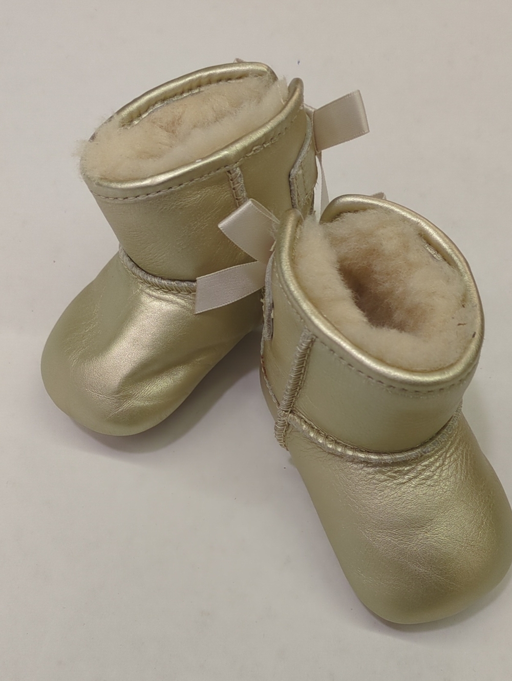 Metallic Gold Baby Booties with Shearling Lining